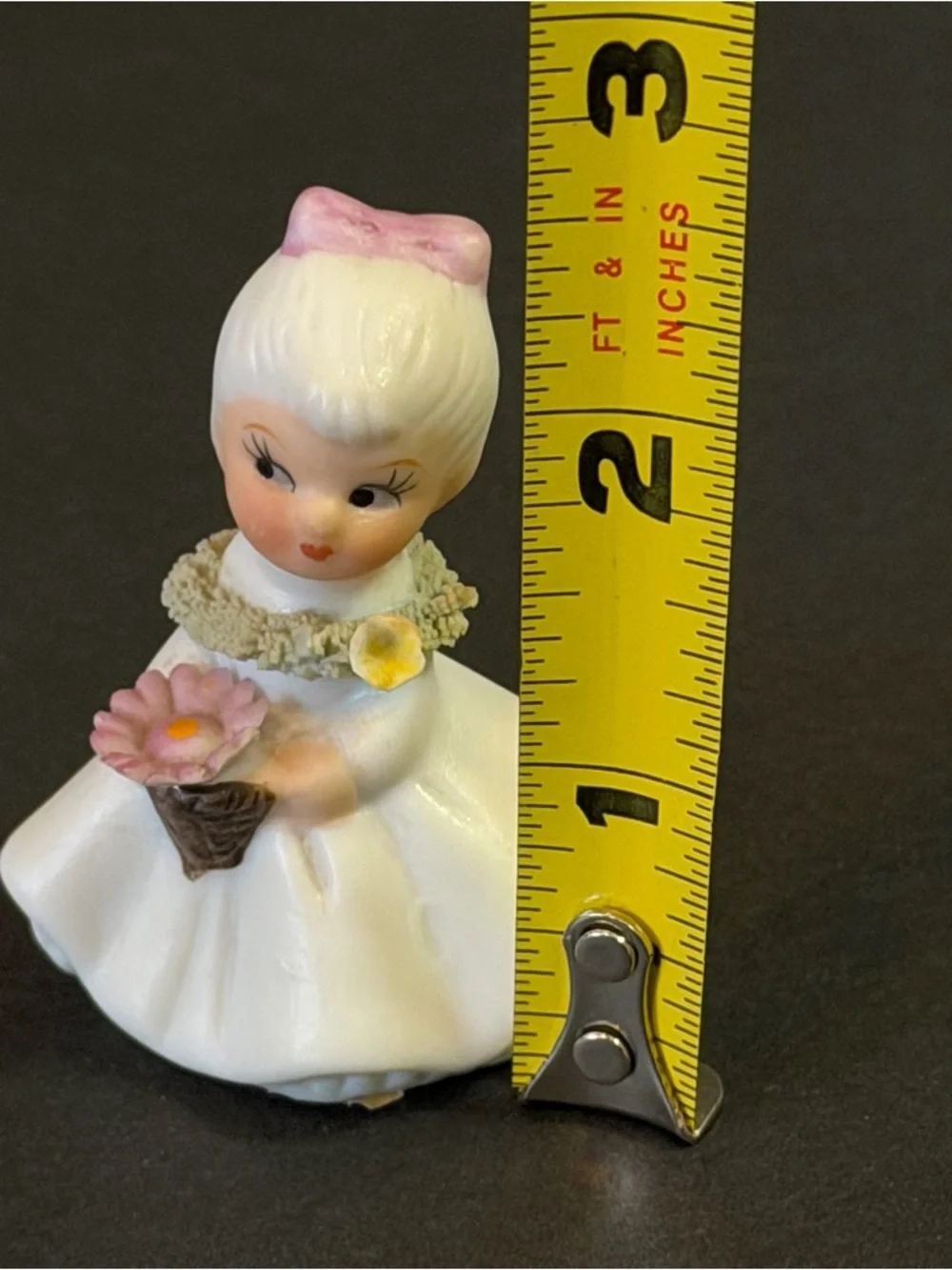 Vintage Napco Flower Girl of the Month October Pink Cosmos Bone China Figurine
